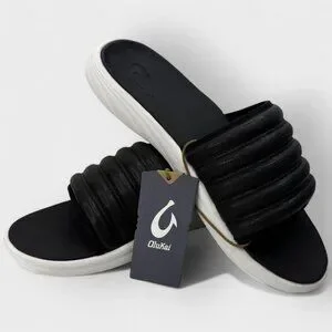 Olukai Komo Slides Men\'s Size 13 Black White Cushioned Beach Sandals Slip On NWT OluKai Komo Slide Men main image 4